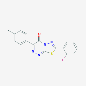 molecular formula C17H11FN4OS B279283 7-(2-fluorophenyl)-3-(4-methylphenyl)-4H-[1,3,4]thiadiazolo[2,3-c][1,2,4]triazin-4-one 