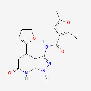 molecular formula C18H18N4O4 B2792831 N-(4-(furan-2-yl)-1-methyl-6-oxo-4,5,6,7-tetrahydro-1H-pyrazolo[3,4-b]pyridin-3-yl)-2,5-dimethylfuran-3-carboxamide CAS No. 1209897-18-6