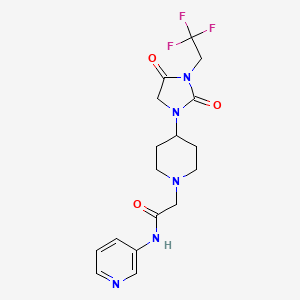 molecular formula C17H20F3N5O3 B2792834 2-{4-[2,4-dioxo-3-(2,2,2-trifluoroethyl)imidazolidin-1-yl]piperidin-1-yl}-N-(pyridin-3-yl)acetamide CAS No. 2097892-91-4