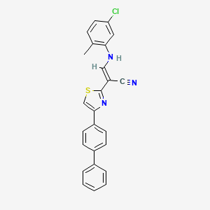 molecular formula C25H18ClN3S B2792845 (E)-2-(4-([1,1'-biphenyl]-4-yl)thiazol-2-yl)-3-((5-chloro-2-methylphenyl)amino)acrylonitrile CAS No. 683257-97-8