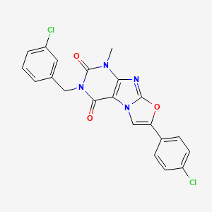 molecular formula C21H14Cl2N4O3 B2792849 3-(3-chlorobenzyl)-7-(4-chlorophenyl)-1-methyloxazolo[2,3-f]purine-2,4(1H,3H)-dione CAS No. 899998-00-6