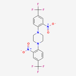 molecular formula C18H14F6N4O4 B2792850 1,4-Bis[2-nitro-4-(trifluoromethyl)phenyl]piperazine CAS No. 137918-81-1