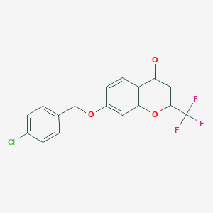 molecular formula C17H10ClF3O3 B2792858 7-[(4-chlorophenyl)methoxy]-2-(trifluoromethyl)-4H-chromen-4-one CAS No. 2289692-46-0