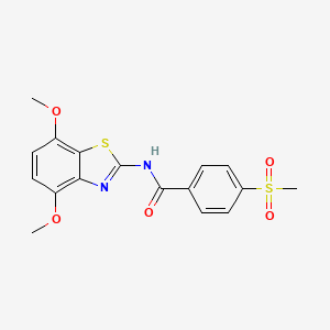 molecular formula C17H16N2O5S2 B2792859 N-(4,7-dimethoxybenzo[d]thiazol-2-yl)-4-(methylsulfonyl)benzamide CAS No. 896352-66-2