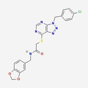 molecular formula C21H17ClN6O3S B2792869 N-(benzo[d][1,3]dioxol-5-ylmethyl)-2-((3-(4-chlorobenzyl)-3H-[1,2,3]triazolo[4,5-d]pyrimidin-7-yl)thio)acetamide CAS No. 941991-35-1