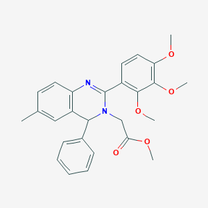 molecular formula C27H28N2O5 B2792870 methyl 2-(6-methyl-4-phenyl-2-(2,3,4-trimethoxyphenyl)quinazolin-3(4H)-yl)acetate CAS No. 1795413-07-8