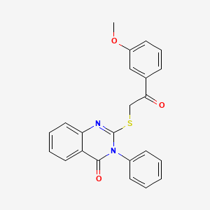 molecular formula C23H18N2O3S B2792876 2-{[2-(3-Methoxyphenyl)-2-oxoethyl]sulfanyl}-3-phenyl-3,4-dihydroquinazolin-4-one CAS No. 329929-14-8