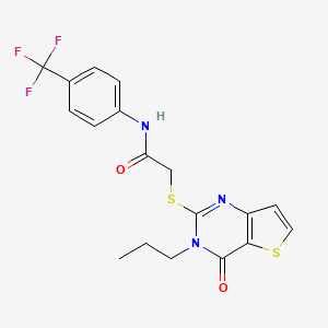 molecular formula C18H16F3N3O2S2 B2792881 2-({4-oxo-3-propyl-3H,4H-thieno[3,2-d]pyrimidin-2-yl}sulfanyl)-N-[4-(trifluoromethyl)phenyl]acetamide CAS No. 1252902-39-8