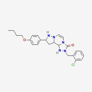 molecular formula C24H22ClN5O2 B2792888 11-(4-Butoxyphenyl)-4-[(2-chlorophenyl)methyl]-3,4,6,9,10-pentaazatricyclo[7.3.0.0^{2,6}]dodeca-1(12),2,7,10-tetraen-5-one CAS No. 1326879-93-9