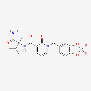 molecular formula C20H21F2N3O5 B2792892 N-[1-(aminocarbonyl)-1,2-dimethylpropyl]-1-[(2,2-difluoro-1,3-benzodioxol-5-yl)methyl]-2-oxo-1,2-dihydro-3-pyridinecarboxamide CAS No. 956181-54-7