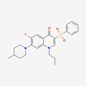 molecular formula C24H27FN2O3S B2792893 6-fluoro-7-(4-methylpiperidin-1-yl)-3-(phenylsulfonyl)-1-propylquinolin-4(1H)-one CAS No. 892758-79-1