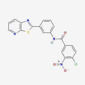 molecular formula C19H11ClN4O3S B2792902 4-氯-3-硝基-N-(3-(噻唑并[5,4-b]吡啶-2-基)苯基)苯甲酰胺 CAS No. 896679-61-1