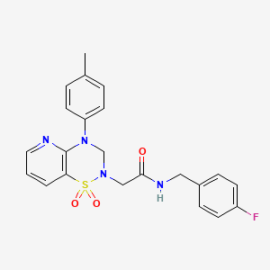 molecular formula C22H21FN4O3S B2792903 2-(1,1-二氧代-4-(对甲苯基)-3,4-二氢-2H-吡啶并[2,3-e][1,2,4]噻二嗪-2-基)-N-(4-氟苄基)乙酰胺 CAS No. 1251596-32-3