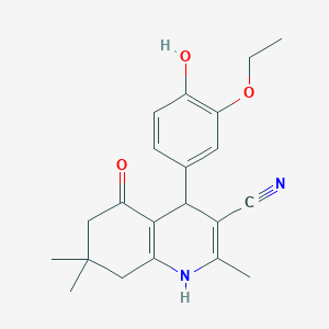 molecular formula C21H24N2O3 B2792918 4-(3-乙氧-4-羟基苯基)-2,7,7-三甲基-5-氧代-1,4,5,6,7,8-六氢-3-喹啉碳腈 CAS No. 860611-70-7