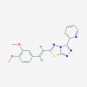 molecular formula C18H15N5O2S B279292 6-[(E)-2-(3,4-dimethoxyphenyl)vinyl]-3-pyridin-2-yl[1,2,4]triazolo[3,4-b][1,3,4]thiadiazole 