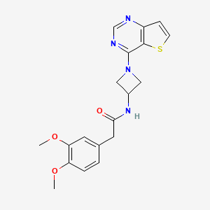 B2792921 2-(3,4-Dimethoxyphenyl)-N-(1-thieno[3,2-d]pyrimidin-4-ylazetidin-3-yl)acetamide CAS No. 2380188-75-8