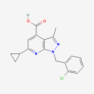 molecular formula C18H16ClN3O2 B2792923 1-(2-chlorobenzyl)-6-cyclopropyl-3-methyl-1H-pyrazolo[3,4-b]pyridine-4-carboxylic acid CAS No. 937598-76-0