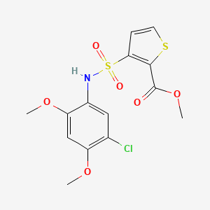 molecular formula C14H14ClNO6S2 B2792927 Methyl 3-{[(5-chloro-2,4-dimethoxyphenyl)amino]sulfonyl}thiophene-2-carboxylate CAS No. 895261-39-9