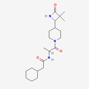 2-Cyclohexyl-N-[1-[4-(3,3-dimethyl-4-oxoazetidin-2-yl)piperidin-1-yl]-1-oxopropan-2-yl]acetamide
