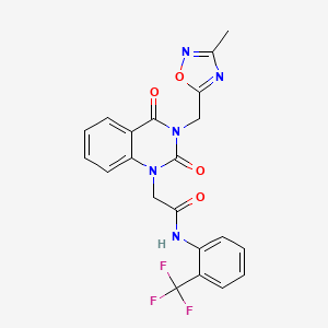 molecular formula C21H16F3N5O4 B2792943 2-(3-((3-methyl-1,2,4-oxadiazol-5-yl)methyl)-2,4-dioxo-3,4-dihydroquinazolin-1(2H)-yl)-N-(2-(trifluoromethyl)phenyl)acetamide CAS No. 941887-24-7