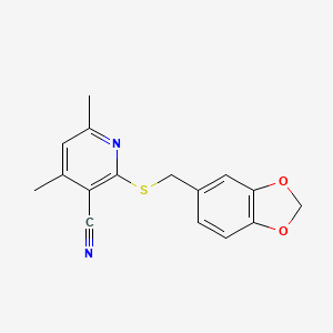 2-[(1,3-Benzodioxol-5-ylmethyl)thio]-4,6-dimethylnicotinonitrile