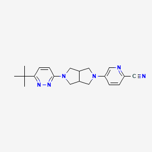 molecular formula C20H24N6 B2792952 5-[5-(6-Tert-butylpyridazin-3-yl)-1,3,3a,4,6,6a-hexahydropyrrolo[3,4-c]pyrrol-2-yl]pyridine-2-carbonitrile CAS No. 2415464-22-9