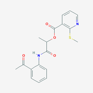 molecular formula C18H18N2O4S B2792954 1-[(2-Acetylphenyl)carbamoyl]ethyl 2-(methylsulfanyl)pyridine-3-carboxylate CAS No. 1089607-30-6