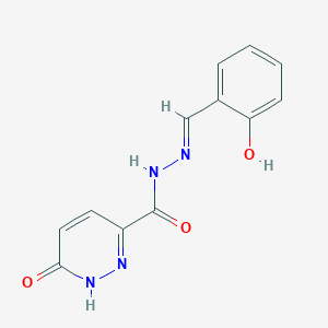 molecular formula C12H10N4O3 B2792960 N'-[(E)-(2-Hydroxyphenyl)methylidene]-6-oxo-1,6-dihydro-3-pyridazinecarbohydrazide CAS No. 375358-20-6