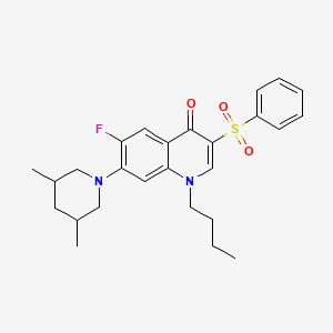 molecular formula C26H31FN2O3S B2792961 1-butyl-7-(3,5-dimethylpiperidin-1-yl)-6-fluoro-3-(phenylsulfonyl)quinolin-4(1H)-one CAS No. 892759-56-7
