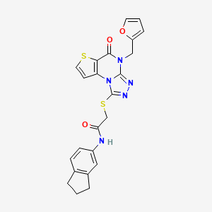 N-(2,3-dihydro-1H-inden-5-yl)-2-((4-(furan-2-ylmethyl)-5-oxo-4,5-dihydrothieno[2,3-e][1,2,4]triazolo[4,3-a]pyrimidin-1-yl)thio)acetamide