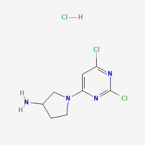 molecular formula C8H11Cl3N4 B2792967 1-(2,6-Dichloropyrimidin-4-yl)pyrrolidin-3-amine hydrochloride CAS No. 2193065-38-0