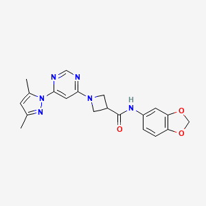 N-(benzo[d][1,3]dioxol-5-yl)-1-(6-(3,5-dimethyl-1H-pyrazol-1-yl)pyrimidin-4-yl)azetidine-3-carboxamide