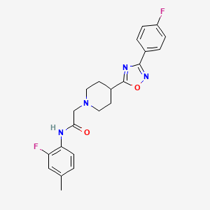 molecular formula C22H22F2N4O2 B2792979 N-(2-fluoro-4-methylphenyl)-2-(4-(3-(4-fluorophenyl)-1,2,4-oxadiazol-5-yl)piperidin-1-yl)acetamide CAS No. 1251543-88-0