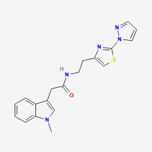molecular formula C19H19N5OS B2792980 N-(2-(2-(1H-pyrazol-1-yl)thiazol-4-yl)ethyl)-2-(1-methyl-1H-indol-3-yl)acetamide CAS No. 1448127-83-0