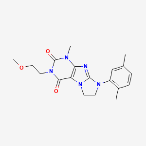 molecular formula C19H23N5O3 B2792993 8-(2,5-dimethylphenyl)-3-(2-methoxyethyl)-1-methyl-7,8-dihydro-1H-imidazo[2,1-f]purine-2,4(3H,6H)-dione CAS No. 923506-67-6