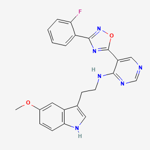 molecular formula C23H19FN6O2 B2793008 5-[3-(2-fluorophenyl)-1,2,4-oxadiazol-5-yl]-N-[2-(5-methoxy-1H-indol-3-yl)ethyl]pyrimidin-4-amine CAS No. 2034447-05-5