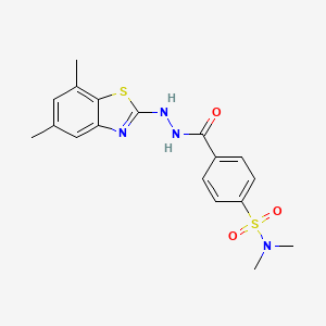 molecular formula C18H20N4O3S2 B2793018 4-(2-(5,7-dimethylbenzo[d]thiazol-2-yl)hydrazinecarbonyl)-N,N-dimethylbenzenesulfonamide CAS No. 851987-54-7