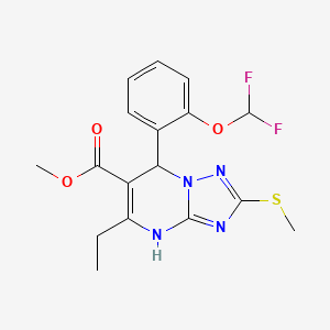 molecular formula C17H18F2N4O3S B2793024 Methyl 7-(2-(difluoromethoxy)phenyl)-5-ethyl-2-(methylthio)-4,7-dihydro-[1,2,4]triazolo[1,5-a]pyrimidine-6-carboxylate CAS No. 909574-33-0