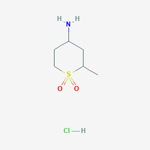 molecular formula C6H14ClNO2S B2793025 4-Amino-2-methyl-1lambda6-thiane-1,1-dione hydrochloride CAS No. 2137613-27-3