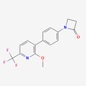 molecular formula C16H13F3N2O2 B2793028 1-{4-[2-Methoxy-6-(trifluoromethyl)pyridin-3-yl]phenyl}azetidin-2-one CAS No. 2094261-11-5