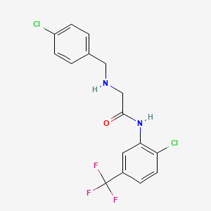 molecular formula C16H13Cl2F3N2O B2793031 2-((4-Chlorobenzyl)amino)-N-(2-chloro-5-(trifluoromethyl)phenyl)acetamide CAS No. 297150-43-7