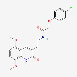 molecular formula C21H21ClN2O5 B2793032 2-(4-chlorophenoxy)-N-(2-(5,8-dimethoxy-2-oxo-1,2-dihydroquinolin-3-yl)ethyl)acetamide CAS No. 851403-48-0