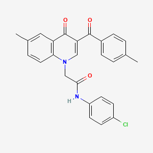molecular formula C26H21ClN2O3 B2793037 N-(4-chlorophenyl)-2-(6-methyl-3-(4-methylbenzoyl)-4-oxoquinolin-1(4H)-yl)acetamide CAS No. 895650-62-1