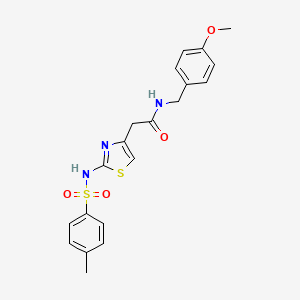 molecular formula C20H21N3O4S2 B2793041 N-(4-methoxybenzyl)-2-(2-(4-methylphenylsulfonamido)thiazol-4-yl)acetamide CAS No. 921926-69-4