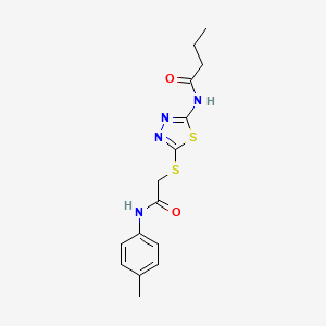 molecular formula C15H18N4O2S2 B2793044 N-(5-((2-oxo-2-(p-tolylamino)ethyl)thio)-1,3,4-thiadiazol-2-yl)butyramide CAS No. 392291-25-7