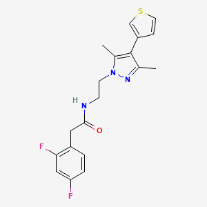 molecular formula C19H19F2N3OS B2793051 2-(2,4-difluorophenyl)-N-(2-(3,5-dimethyl-4-(thiophen-3-yl)-1H-pyrazol-1-yl)ethyl)acetamide CAS No. 2034325-38-5