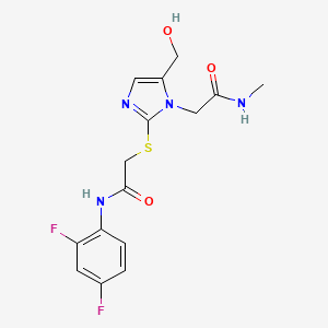 molecular formula C15H16F2N4O3S B2793057 N-(2,4-二氟苯基)-2-((5-(羟甲基)-1-(2-(甲基氨基)-2-氧代乙基)-1H-咪唑-2-基)硫)乙酰胺 CAS No. 921546-60-3