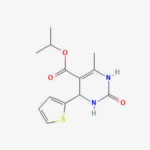 molecular formula C13H16N2O3S B2793058 Isopropyl 6-methyl-2-oxo-4-(2-thienyl)-1,2,3,4-tetrahydro-5-pyrimidinecarboxylate CAS No. 346716-72-1