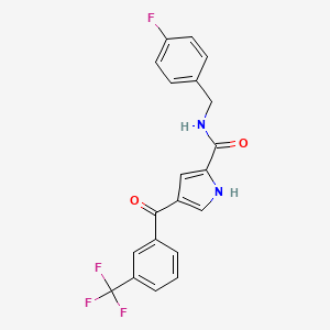 molecular formula C20H14F4N2O2 B2793076 N-(4-fluorobenzyl)-4-[3-(trifluoromethyl)benzoyl]-1H-pyrrole-2-carboxamide CAS No. 439111-42-9
