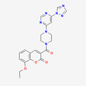 3-(4-(6-(1H-1,2,4-triazol-1-yl)pyrimidin-4-yl)piperazine-1-carbonyl)-8-ethoxy-2H-chromen-2-one